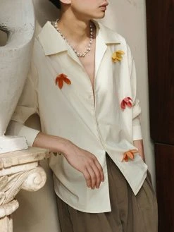 Mens Floral Decoration Texture Revere Collar Long Sleeve Shirt -Incerun Shop 2f93a7b3 4f84 4d6c a1ef 911e3ce453bb