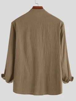 Mens Solid Stand Collar Button Long Sleeve Shirt 20 Mens Solid Stand Collar Button Long Sleeve Shirt -Incerun Shop 30297cb5 d0a6 4775 a782 8e2f08034200