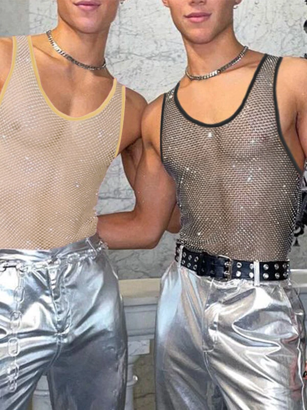 Men Mesh See Through Sleeveless Vest 4 Men Mesh See Through Sleeveless Vest - Image 2