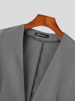 Mens Solid Collarless Short Sleeve Casual Blazer -Incerun Shop 31d0714c ba86 49fe a6cc 440c940b82cc