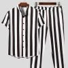 Mens Striped Short Sleeve Shirts Pants Set -Incerun Shop 3209d1d0 2ca6 47a5 9b68 f8674ea9cf54