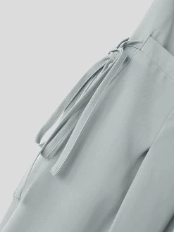 Mens Solid Pleated Tie Side Casual Straight Pants -Incerun Shop 320e270e 717d 4947 9550 277aafd2d263