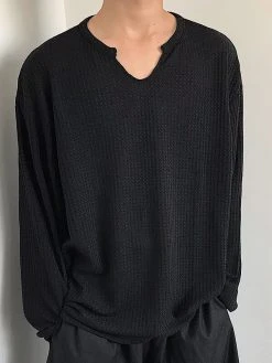 Men Casual V-neck Pullover Long-sleeved T-Shirt -Incerun Shop 32183bf1 05bb 4ead 84ac 6740f3daf84c