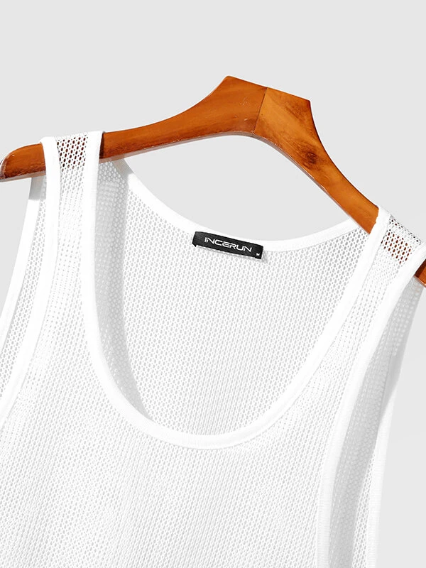 Mens Knit Hollow Out Scoop Neck Sleeveless Tank 8 Mens Knit Hollow Out Scoop Neck Sleeveless Tank - Image 6