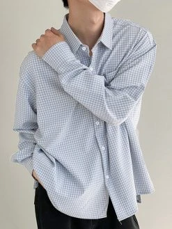 Mens Plaid Pattern Long Sleeve Loose Shirt -Incerun Shop 34b20f6f 3d8d 4e90 b3ca 181b5ab2d983