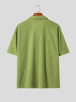 Mens Solid Fleece Double Pocket Casual Short Sleeve Shirt -Incerun Shop 352bf9fa bd3c 42cc b15b 1413aa06f7aa