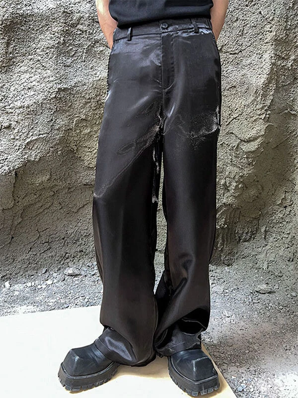 Mens High Shine Casual Straight Pants 4 Mens High Shine Casual Straight Pants - Image 2