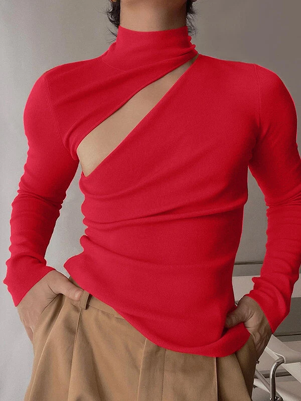 Mens Hollow High Neck Slim Stretch T-Shirt 6 Mens Hollow High Neck Slim Stretch T-Shirt - Image 4
