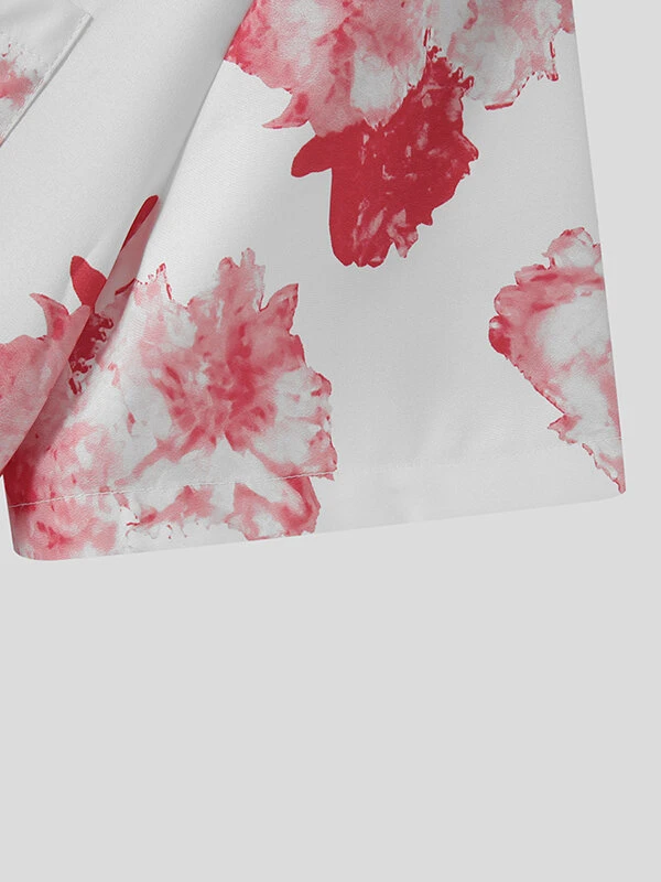 Mens Floral Print Revere Collar Short Sleeve Shirt 9 Mens Floral Print Revere Collar Short Sleeve Shirt - Image 7