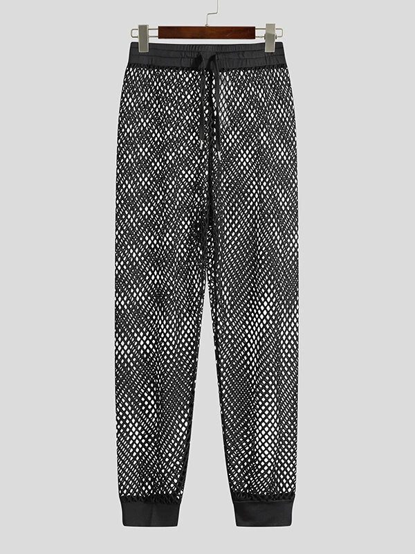 Men See Through Mesh Elastic Waist Drawstring Pants 6 Men See Through Mesh Elastic Waist Drawstring Pants - Image 4