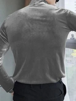 Men High Neck Velvet Long Sleeve T-Shirt 20 Men High Neck Velvet Long Sleeve T-Shirt -Incerun Shop 36a2e879 ce36 42c1 8f64 9caa3eefd391