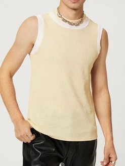 Mens Knitted Grid Color Block Tank Top -Incerun Shop 36b55f0f 0c3b 4793 9241 1a36d779dc70