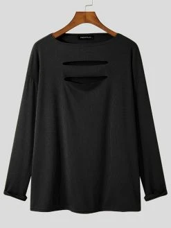 Mens Front Cutout One Word Collar T-shirts -Incerun Shop 372f98c4 db66 4262 83df a6e6cef75298