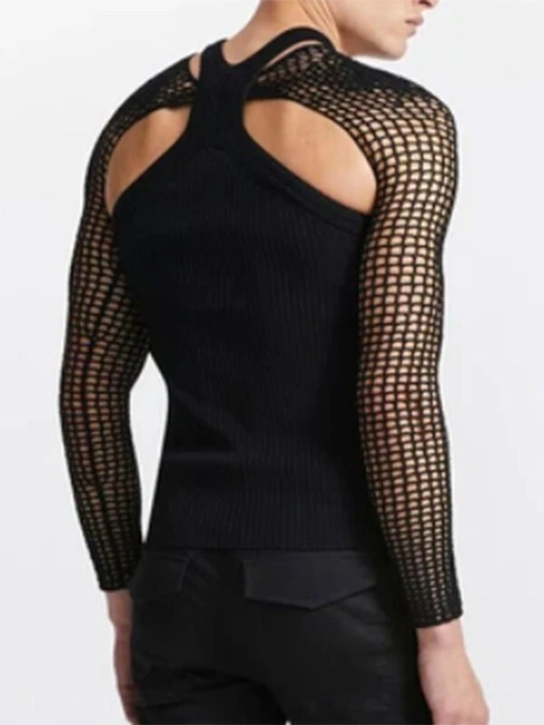 Men Mesh See Through Vest T-Shirt Set 7 Men Mesh See Through Vest T-Shirt Set - Image 5