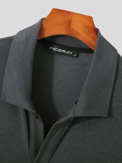Mens Solid Knit Button Up Short Sleeve Shirt -Incerun Shop 37e79094 ff18 43a5 a104 31300b51e213