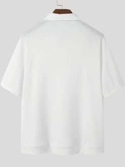 Men Textured Lapel Half Sleeve T-shirt -Incerun Shop 3831ea5e bddf 4e74 ab33 c28ad1641d4e