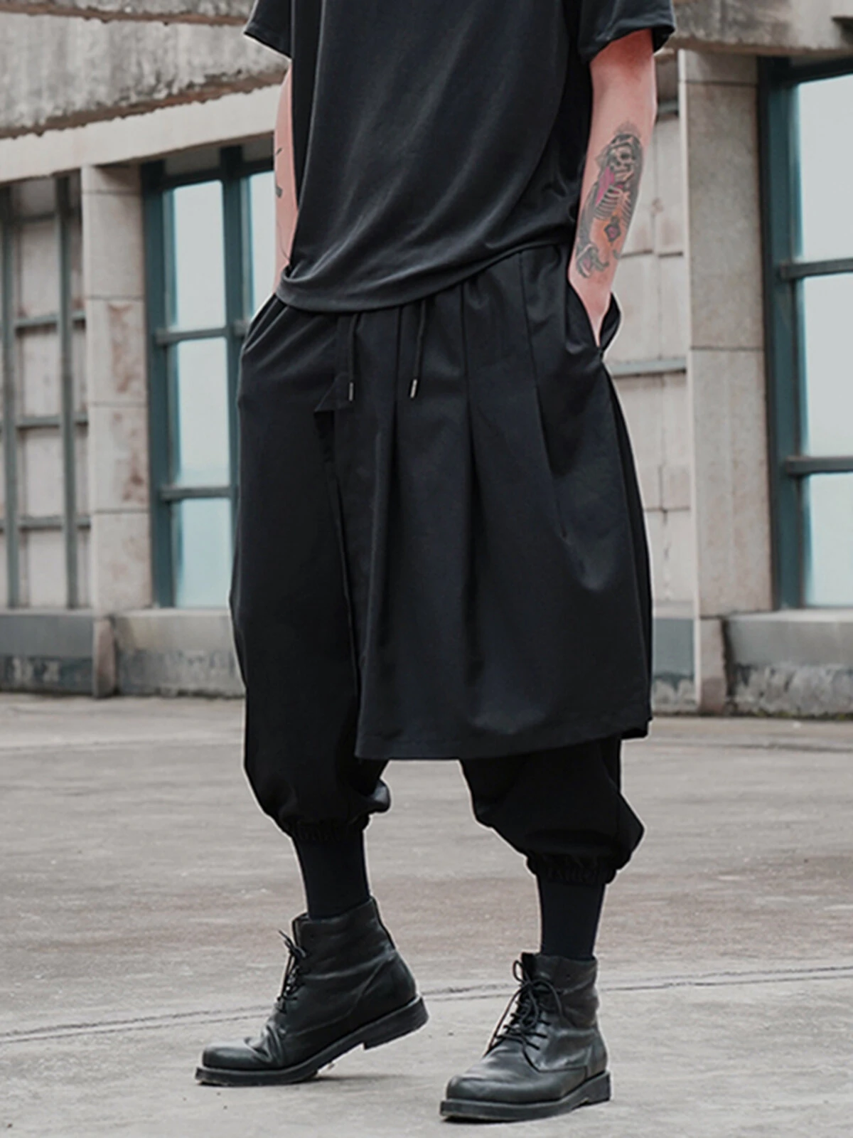 Mens Solid Tie Side Hippie Loose Drawstring Waist Pants 4 Mens Solid Tie Side Hippie Loose Drawstring Waist Pants - Image 2