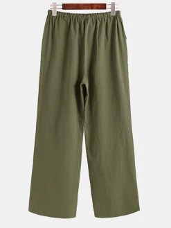 Mens 100% Cotton Chinese Style Plain Wide Leg Pants -Incerun Shop 38575371 ab6d 48c4 a5ae dc27820bf91c