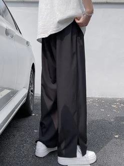 Men's Solid Color Split Wide Leg Pants -Incerun Shop 39380c8b 6834 480c b3fd d85829aa1532