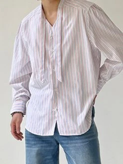 Mens Japan Striped Bowknot Long Sleeve Shirt 16 Mens Japan Striped Bowknot Long Sleeve Shirt -Incerun Shop 39889c3f 46c2 4437 b687 252b46588678