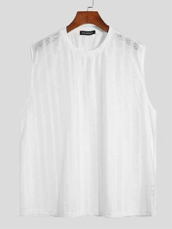 Mens Lace Solid Sleeveless Crew Neck Tank Top 15 Mens Lace Solid Sleeveless Crew Neck Tank Top -Incerun Shop 39de61c3 2b12 46dd b8a4 a439cfbd1623