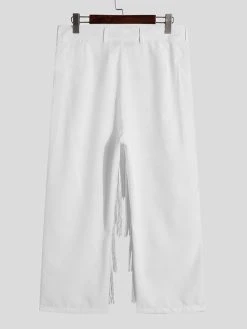 Men Fringe Solid Ankle Length Pants -Incerun Shop 39f6d0c7 2d5d 4f90 85d7 d03f1e180bdf