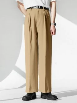 Mens Solid Pleated Casual Loose Straight Pants 12 Mens Solid Pleated Casual Loose Straight Pants -Incerun Shop 3a23b3ab a8e6 4f9b 84e3 95e39160aa6b