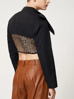 Mens Lace Patchwork Bow Tie Cropped Blazer -Incerun Shop 3a4062c5 393f 4ea9 9dd8 09c30546f2bb