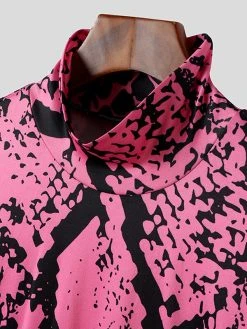 Mens Snake Print Long Sleeve High Neck T-shirt -Incerun Shop 3a511149 057b 4d9b aa1a 2f1a4332005b