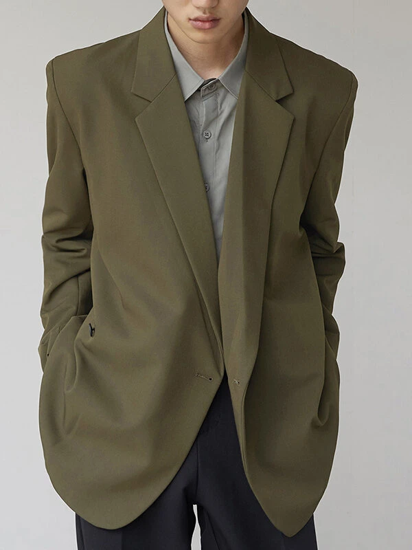 Mens Retro One Button-down Collar Blazer 3 Mens Retro One Button-down Collar Blazer