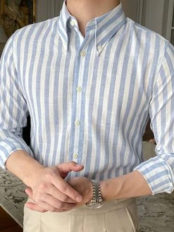 Mens Striped Button Down Collar Long Sleeve Shirt -Incerun Shop 3bb90330 1b72 48a8 af3d 8cfcbc55159c