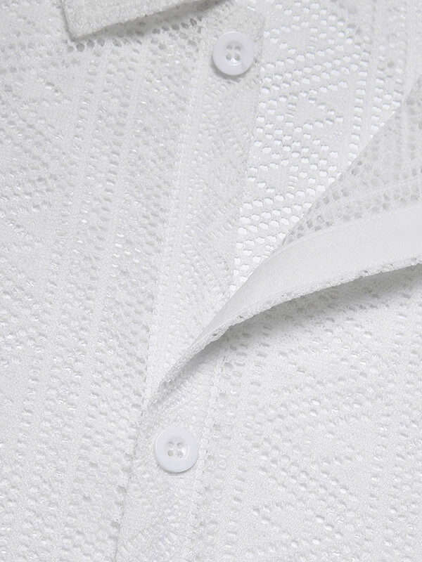 Men's Sexy Hollow Lace Loose Shirts 11 Men's Sexy Hollow Lace Loose Shirts - Image 9