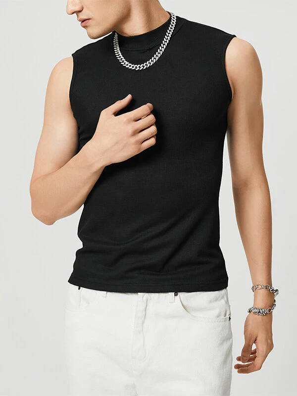 Men Turtleneck Knitted Textured Vest 4 Men Turtleneck Knitted Textured Vest - Image 2