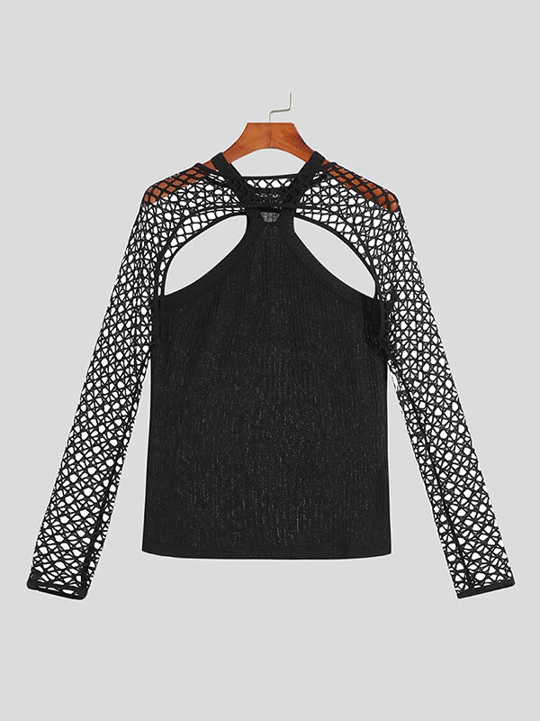 Men Mesh See Through Vest T-Shirt Set 8 Men Mesh See Through Vest T-Shirt Set - Image 6