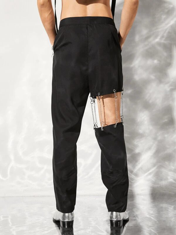 Mens Chain Hollow Cutout Lace Up Pants 6 Mens Chain Hollow Cutout Lace Up Pants - Image 4