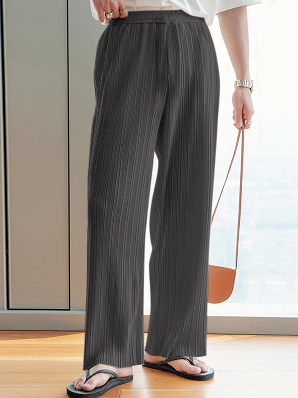 Mens Textured Striped Straight Loose Fit Pants 5 Mens Textured Striped Straight Loose Fit Pants - Image 3