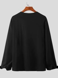 Men V-Neck Solid Color Long Sleeve Shirt -Incerun Shop 3d8e32d3 27a8 4c07 9def 2566821cd938