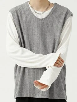 Mens Loose Round Neck Sleeveless Sweater Vest 15 Mens Loose Round Neck Sleeveless Sweater Vest -Incerun Shop 3dbaae62 a8cf 40da 959e 7fb43210a692