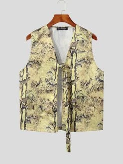Men Sexy Snakeskin Print Open Front Waistcoat 11 Men Sexy Snakeskin Print Open Front Waistcoat -Incerun Shop 3e3ff16d 5381 4e8a 8a7a 761b4149ec1e