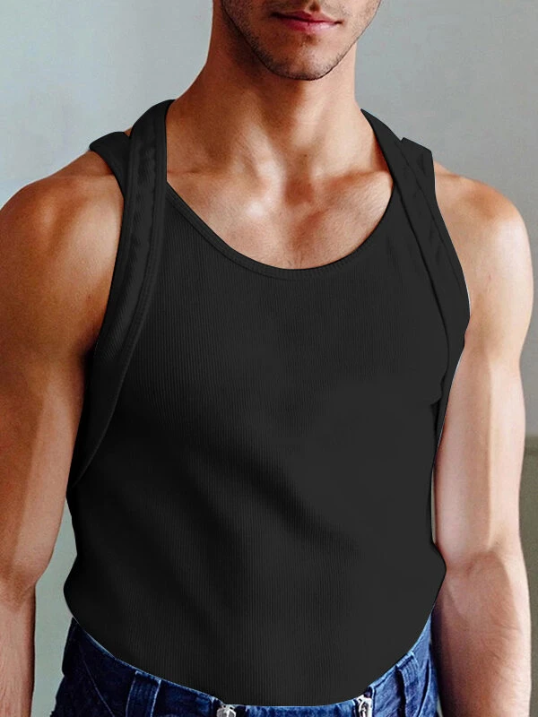 Mens Solid Color Casual Skinny Sleeveless Tank 3 Mens Solid Color Casual Skinny Sleeveless Tank
