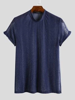 Mens Striped Mesh See Through T-Shirt 17 Mens Striped Mesh See Through T-Shirt -Incerun Shop 400227fb 258c 4585 80b7 8903a9420aa2