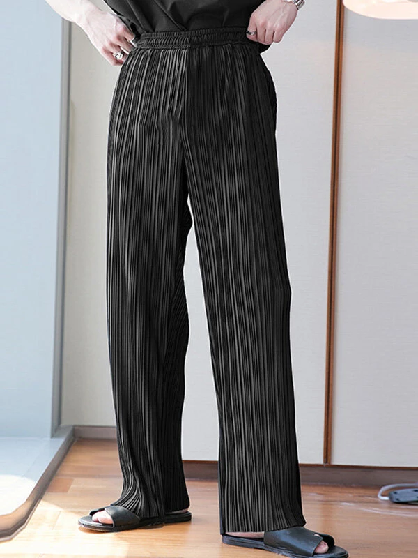 Mens Textured Striped Straight Loose Fit Pants 6 Mens Textured Striped Straight Loose Fit Pants - Image 4