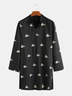 Mens Mid-Long Ethnic Totem Printed Long Sleeve Shirts -Incerun Shop 40791357 e8d9 40b0 8c13 39076fcbdc7a