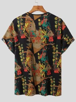 Mens Cotton Ethnic Style Floral Print T-Shirt -Incerun Shop 40929f44 cb1a 4e92 bf59 e964d3ad5b52