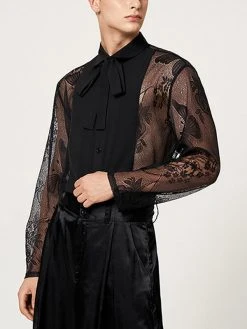 Mens Lace See Through Bowknot Long Sleeve Shirt 15 Mens Lace See Through Bowknot Long Sleeve Shirt -Incerun Shop 414f140c 1818 4986 b28c 08fb7dff20d8