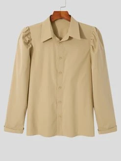 Men Plain Puff Long Sleeves Shirt -Incerun Shop 4162c5d2 d939 4691 8846 c926b642ca84
