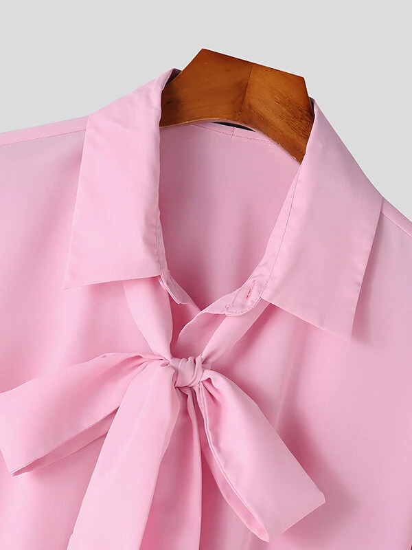 Mens Solid Lapel Long Sleeve Casual Shirt 8 Mens Solid Lapel Long Sleeve Casual Shirt - Image 6