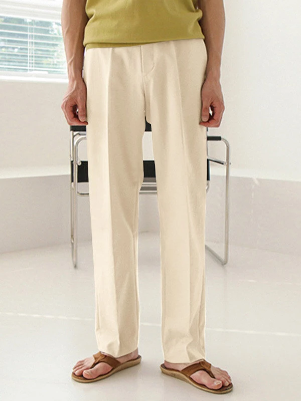 Mens Solid Color Pintuck Casual Loose Straight Pants 5 Mens Solid Color Pintuck Casual Loose Straight Pants - Image 3