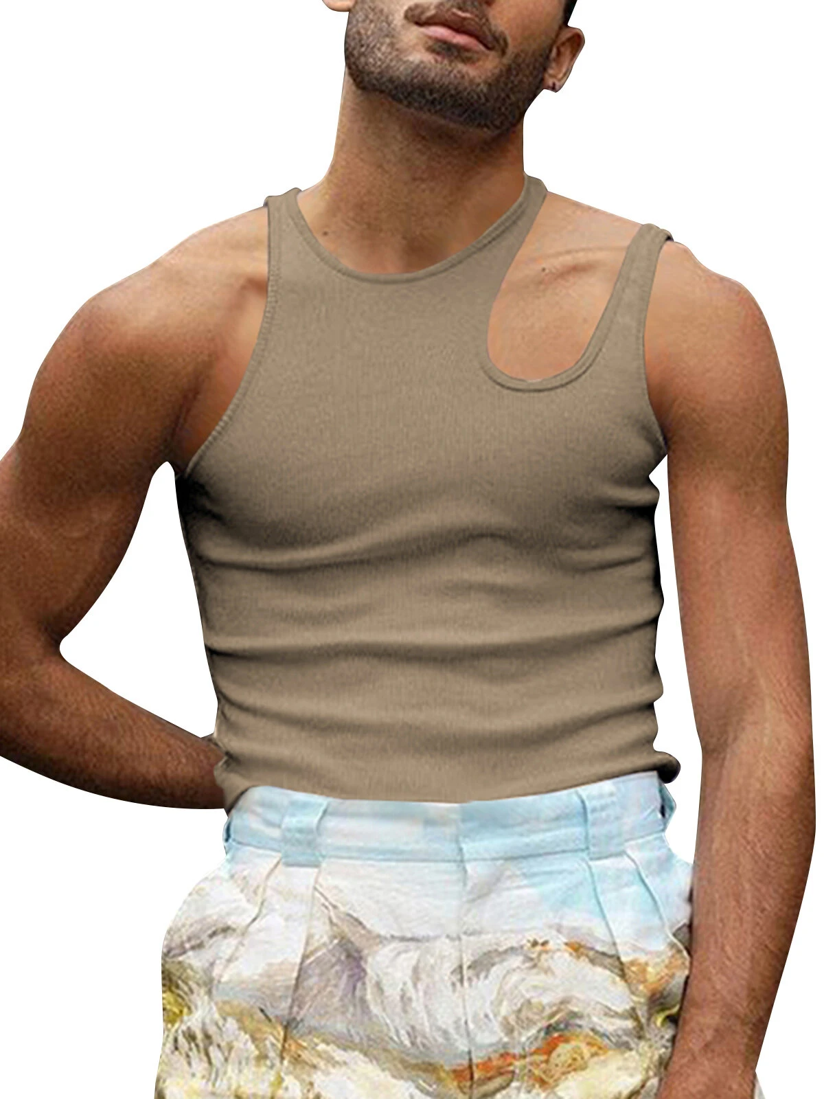 Mens Sexy Cutout Shoulder Sleeveless Vest 8 Mens Sexy Cutout Shoulder Sleeveless Vest - Image 6