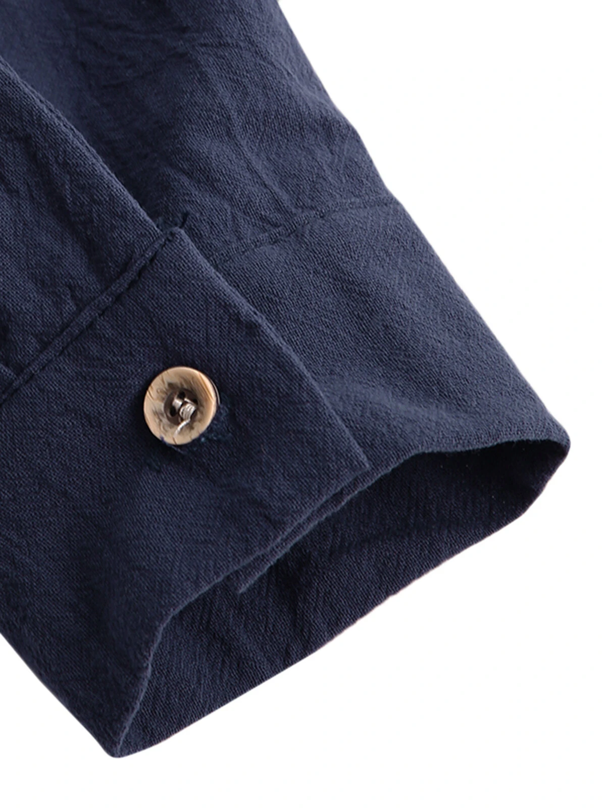 Mens Solid Stand Collar Button Long Sleeve Shirt 11 Mens Solid Stand Collar Button Long Sleeve Shirt - Image 9